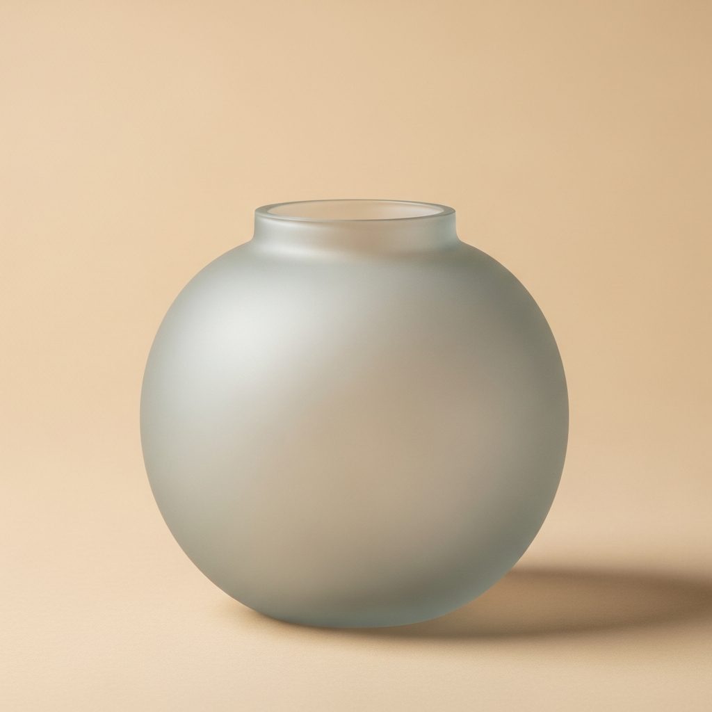 Bauchige Vase mit mattiertem, sandgestrahltem Grauweiss